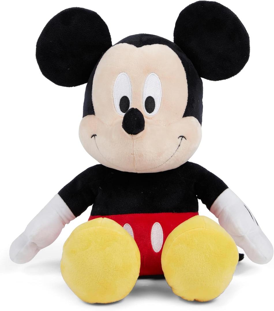 Disney Official Mickey Mouse Soft Toy for Kids, Cuddly Character with Fuzzy Texture and Embroidered Details, Flexible Ears, Plushy Suitable for All Ages, Measures 15 Inches (10 inches Sitting)