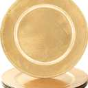 MAONAME Foil Gold Charger Plates with Beaded, 13" Plate Chargers for Dinner Plate, Plastic Round Chargers for Table Setting, Set of 6