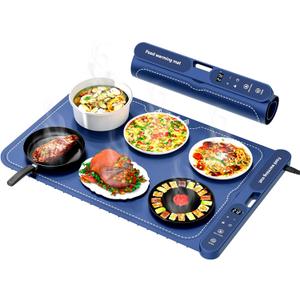 Electric Warming Tray&Food Warming MatFast Full Surface Electric Warming Tray with 7 Temp-Settings & 8H Timer, Portable Roll Up Food Warmer for Gatherings (Blue, 24''X15'')