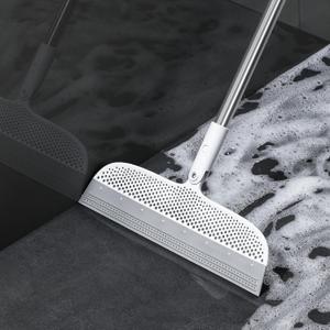 Magic Broom Floor Squeegee Pet Hair Remover, Silicone Squeegee Broom for Floor, 51.77" Long Handle for Carpet, Bathroom Tile, Hardwood, Fur,Garage, Liquid Spills, Fine Dust (Width-11.81")