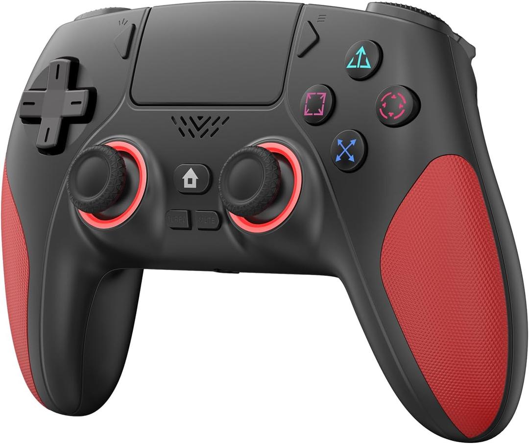RGB Light Wireless Controller With Back Buttons, Gaming Controller with Hall Effect Joysticks & Triggers Support Programmable, Reamp, Turbo Functions, Dual Vibration, 3.5MM Audio Jack(Black)