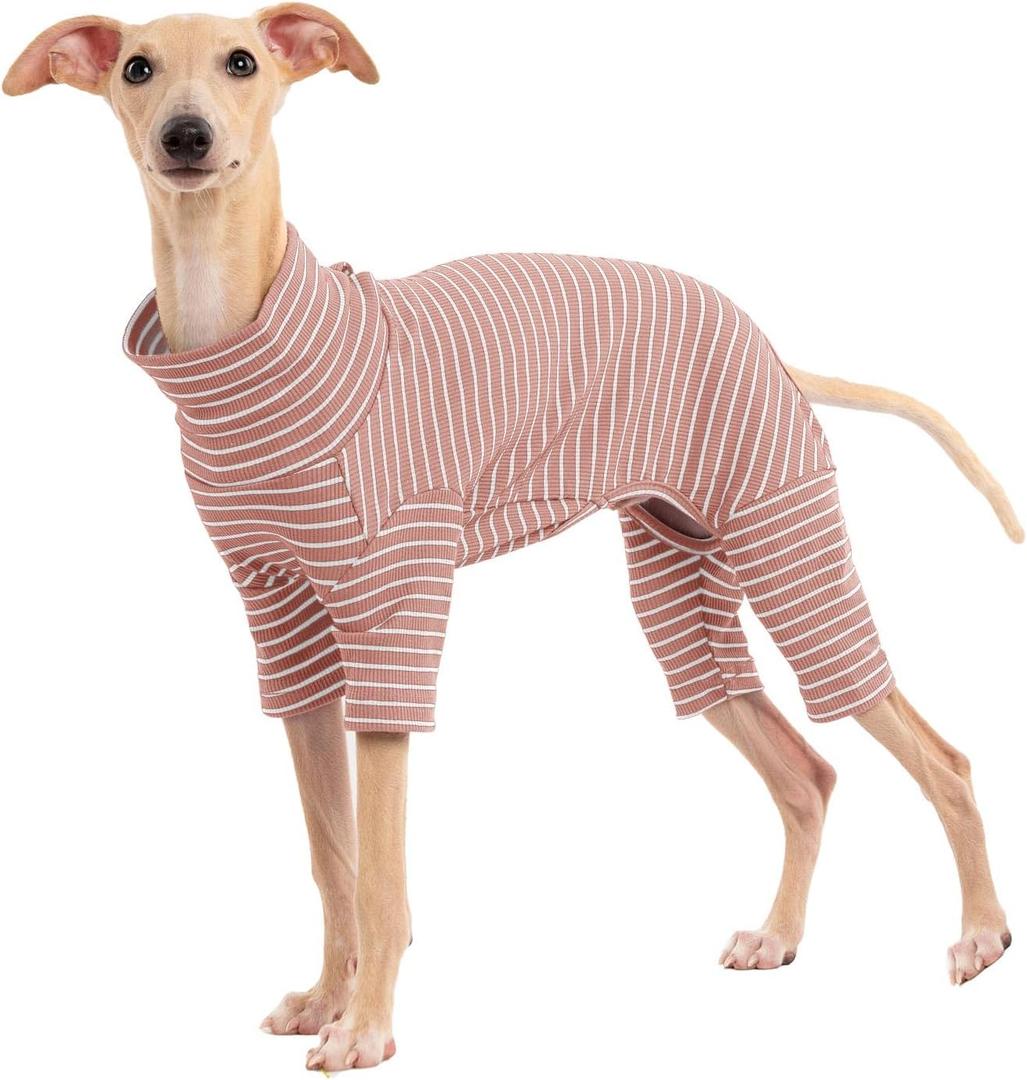 Dog Sweaters for Small Dogs Girls Boys, Striped Pet Sweaters for Fall Winter Dog Clothes, Turtleneck Pullover Knitwear for Small Medium Large Dogs (Light Pink, XL)