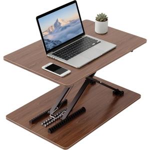 Standing Desk Converter Adjustable Height, 25.16" 15.75" Height Adjustable Desktop Riser, No Assembly Required, Desktop Workstation for Laptop, Monitor and Office Use (Natural Wood) (Natural), 25.16" 15.75" 2.75"