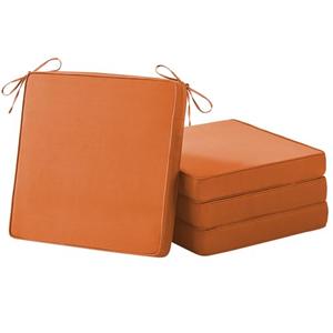 IASEAHK Patio Chair Cushions, 18.5" x 16" x 3" Outdoor Chair Cushions Set of 4, Waterproof Outdoor Cushions for Patio Furniture, Outdoors Seat Cushions Set of 4 with Handle and Ties, Spice