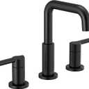 Delta Nicoli Matte Black Bathroom Faucet 3 Hole, 8 Inch Widespread Bathroom Sink Faucet for Vanity, Push-Pop Drain Assembly, Matte Black 35849LF-BL