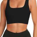 Buauty Sports Bras for Women, High Support Molded Cup Scoop Neck U Back Crop with Padding, Workout Push up Compression Bralettes with Built, Open Back Gym Athletic Bras Black, M