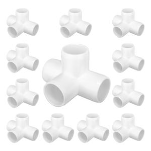 4 Way PVC Fittings [12 Pack ], Furniture Grade Pipe Connector Elbow, 4 Way Side Outlet Tee Fittings for All DIY PVC Structure and Frames Building Furniture