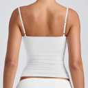PINKMSTYLE Women's Basic Double Lined Scoop Neck Tank Tops Adjustable Cami Tank Summer Sleeveless Tops (White, XS)
