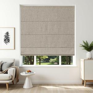Joydeco Cordless Roman Shades, Linen Window Blinds, 30" W×75" H, Linen