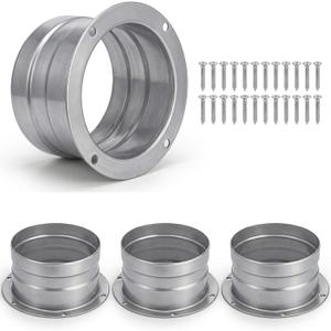 Moxweyeni 4 Pack 4 Inch Duct Connector Flange Galvanized Metal Straight Pipe Exhaust Hose Flange for HVAC Heating Cooling Ventilation System Wall Ceiling Mount