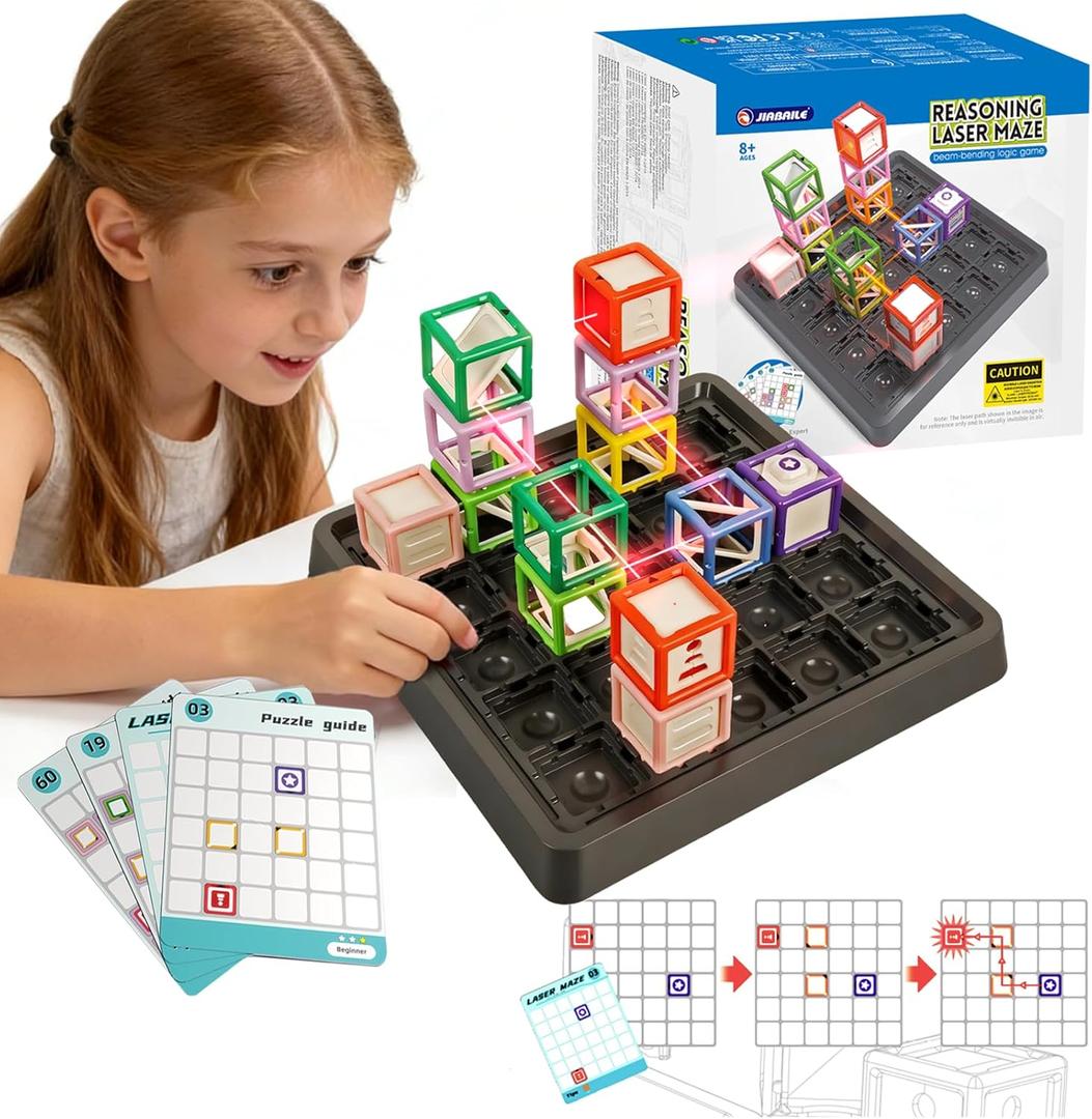 2026 New Laser Maze Reasoning Game, STEM Toys for Ages 8-13 with 60+ Challenges Puzzle Game, Ultimate STEM Logic Toys 37 Pcs Cubes, Learning Educational Toys Thinking Logic Games Ideal Children Gift