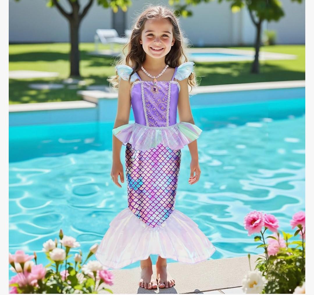Meland Mermaid Dress - Little Mermaid Costume for Girls 3-10, Princess Dress Up for Birthday Gift, Halloween Costume Meland Mermaid Dress - Little Mermaid Costume for Girls 3-10, Princess Dress Up for Birthday Gift, Halloween Costume