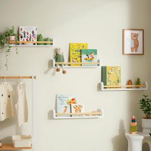 SANOA & CO. Nursery Book Shelves for Wall  23" Nursery Wall Decor, Floating Bookshelf for Kids Room, White Book Shelf Decor for Boys & Girls - Arch Style, 4-Pack (23 inches)
