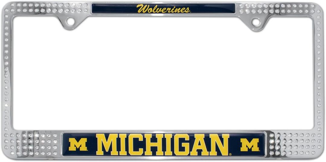 Elektroplate University of Michigan Wolverines Crystal Metal License Plate Frame