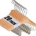 Natural 12.7" Ultra-Thin Wooden Children Closet Clothes Clips Hangers 20PCS Wood Baby Kids Coat Hangers for Infant Toddler Newborn Jumpsuit Pants Skirts Jeans Space Saving Heavy Duty Durable