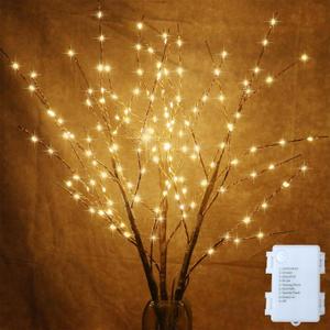 AMARS 2 Pack Lighted Prelit Twig Tree Branches Lights with Timer, Battery Operated, Christmas Holiday Decorative Sticks Vase Filler for Home Decoration (31inch) (Brown Warm)