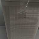 Mind Reader 60L Slim Laundry Hamper, Clothes Basket, Lid, Linen Design, Plastic, Ivory