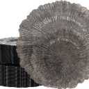 U-QE 60PCS Clear Black Plastic Plates, Heavy Duty Black Disposable Plates Including 30PCS 10'' Dinner & 30PCS 7'' Dessert Plates -Hard Plastic Platos for Halloween & Party & Wedding