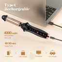 4000mAh Portable Cordless Hair Curler, Cordless Curling Iron Rechargeable, Mini Curler Iron 3 Temp Setting Travel Battery Powered Curling Iron,USB Charge Hair Straightener and Curler 2 in 1