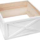 Christmas Tree Collar Box, Natural Wooden White Tree Collar, Tree Skirt Xmas Tree Stand Base Cover for Christmas Trees Decoration, 17" L