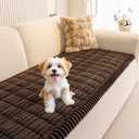 MEETSKY Couch Covers for 2 Cushion Sofa Pet Friendly, Couch Cover for Dogs, Leather Sofa Covers for Pets Washable, Soft Non Slip Sofa Slipcovers Furniture Protector Covers, Chocolate, 27.6" x 59"