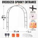 Glooglitter 4 Pcs Solar Halloween Archway Outdoor Decor, Spider, Orange
91" Heavy Duty Black Metal Garden Arbor, 39.4ft 100 led String Light and Web, Spooky Horror Yard Walkway Porch Entrance Decor