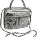 Floerns Women's Square Mini Bucket Quilted Crossbody Hobo Bag Satchel Purse with Chain Strap