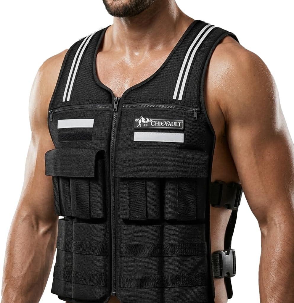 Adjustable Weighted Vest for Men Women (2-40LB), Soft Silicone Counterweight-providing a snug,comfortable fit,Removable & No-Bounce Design, Rucking, Running, Strength Training, Gym, with Reflective Strip