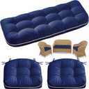 1 MIDDLE ONE Wicker Chair Cushions 3 Pieces Set for Outdoor Furniture, Replacement Patio Wicker Furniture Cushions, 1Pc Loveseat Cushion & 2Pcs Chair Cushions (Oxford-Blue)