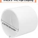 6" PVC Pipe Coupling Adapter Pipe Fittings (Socket x Socket) Contractor Pack Schedule 40 Heavy Duty 6 Inch PVC Slip Socket Connectors for DIY PVC Shelf Garden Support Structure, White