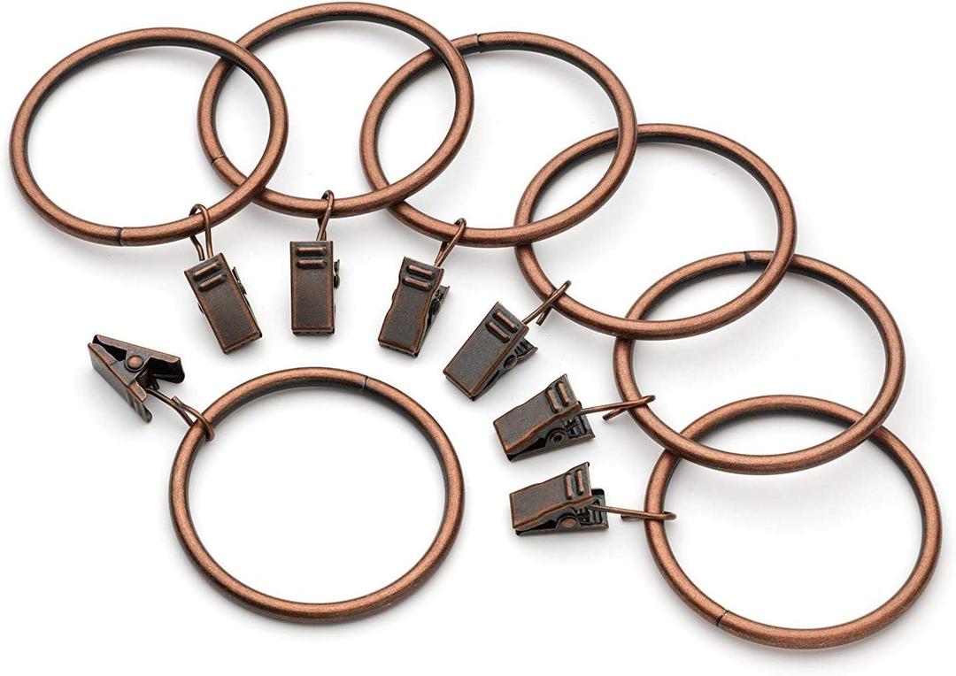 HD6063 Pack of 14 Drapery Curtain Rings with Clips, 2.5 Inch Inner Diameter (14, Antique Copper)