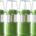 Lichamp LED Camping Lantern, 4 Pack Battery Powered Flashlight for Power Outages, Portable Collapsible Hanging Light Essential for Home, Outdoor, Emergency Lamp Survival Kit Gear for Hurricane, Green
