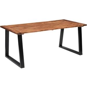 vidaXL Industrial Dining Table in Solid Acacia Wood with Black Metal U-Shaped Legs - Comfortable Durable Furniture for Dining Room or Kitchen, Measures 70.9 x 35.4 x 29.5 Inches