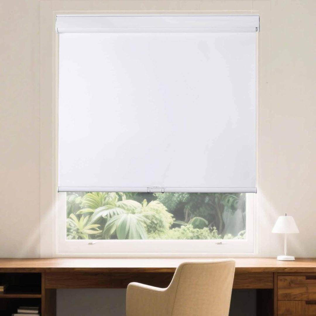 Roller Window Shades Free-Stop Cordless Blackout Blinds, Thermal Insulated Pull Down Shades for Windows, UV Protection Fabric Roller Blinds for Home Office (34.75" Wx72 H, White)