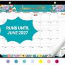 Desk Calendar 2026-2027, 21-Month Calendar Runs Until June 2027, Large 17" x 12" Monthly Desktop & Wall Calendar for Home & Office - Floral 2Pack