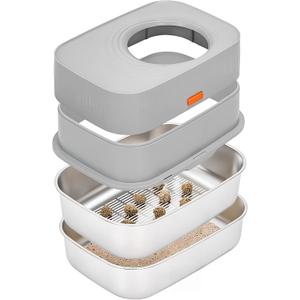 Stainless Steel Sifting Litter Box with Lid, Metal Litter Pan with Scoop for Big Cats Multi Cat, Extra Large Cats Litterbox Odor Control Easy Clean