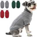 Thick Knit Dog Sweater, Warm Turtleneck Pullover Winter Sweaters for Small, Medium Dogs, Cute Knitted Pet Clothes for Puppy, Holiday Costume for Boy & Girl Doggy, Mini Schnauzer Outfit, Grey M