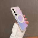 Magnetic for Samsung Galaxy A17 Case Women Girls,[Compatible with MagSafe] [Holographic Iridescent Color Changing Effect] Fashion Slim Cute and Unique Matt Protective Phone Cover