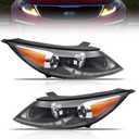 Headlight Assembly for 2013-2016 Sportage, Passenger & Driver Side Halogen Headlamp with [LED Daytime Running Light], Clear Lens Amber Reflector, (with Bulbs) 1 Pair, Replace# 921013W710