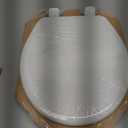 Mayfair Linden Slow Close Toilet Seat, Non Slip Heavy Duty Wood, Easy Install, Round, White