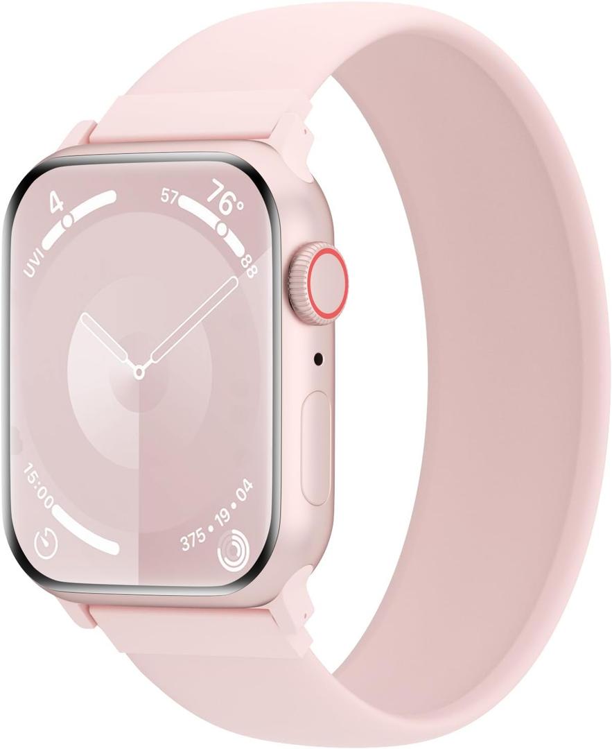 Silicone Solo Loop Bands Compatible with Watch Band 38mm 40mm 41mm 42mm 44mm 45mm 46mm 49mm, Sport Stretchy Strap Soft Replacement Wristband for iWatch Ultra 3 2 1 Series 11 10 9 8 SE 7 6 5 4