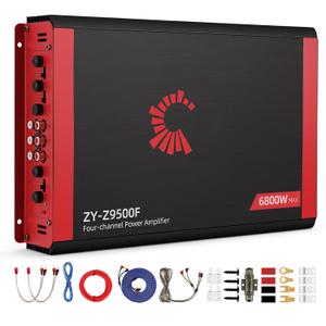 2026 High Power 4 Channel Car Amplifier - 6800W Max, 4x170W RMS @2Ω, 2 Bridged Channels (340W) -Your Commute De-Stresser & Old Car Revival Kit (Large)
