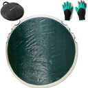 Foldable Leaf Collector -Pop-Up 360 Litre Green Polypropylene Leaf/Rubbish/Waste/grass clippings picker upper and Lawn/Yard sweeper Garden Bag holder - Complete with Garden gloves bonus
