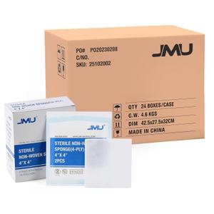 JMU Sterile Gauze Pads 4x4, 600 Packs - 1200 Pieces, Highly Absorbent Sterile Non-Woven Gauze Sponges, Case/24 Box