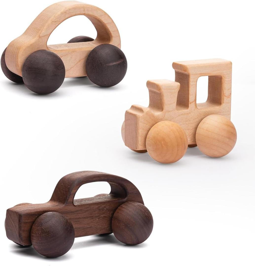 3PCS Wooden Baby Toys, Montessori Toys for Babies 0-6-12 Months, Baby Grasping Toys Push Car Toys for 1 Year Old Boy Birthday Gift,#3