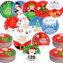 Sliner 120 Pcs 7 Inch Christmas Paper Plates Disposable Christmas Party Plates for Cookie Dessert Xmas Winter Holiday Dinner Party Supplies