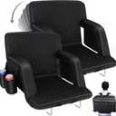 Stadium Seats with Back Support, 2 Pack Bleacher Chairs with Back and Cushion, Wide Bleacher Seat 6 Reclining Back, Folding Stadium Chairs with Armrests Hook Cupholder for Outdoor Sport Beach Concert