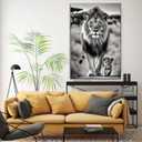 ZHIYYHAO Black and White Lion Canvas Wall Decor Lion with Cub Picture Wild Animal Painting Modern Artwork for Bedroom Living Room Nursery Home Decor A-418.00L X12.00W''