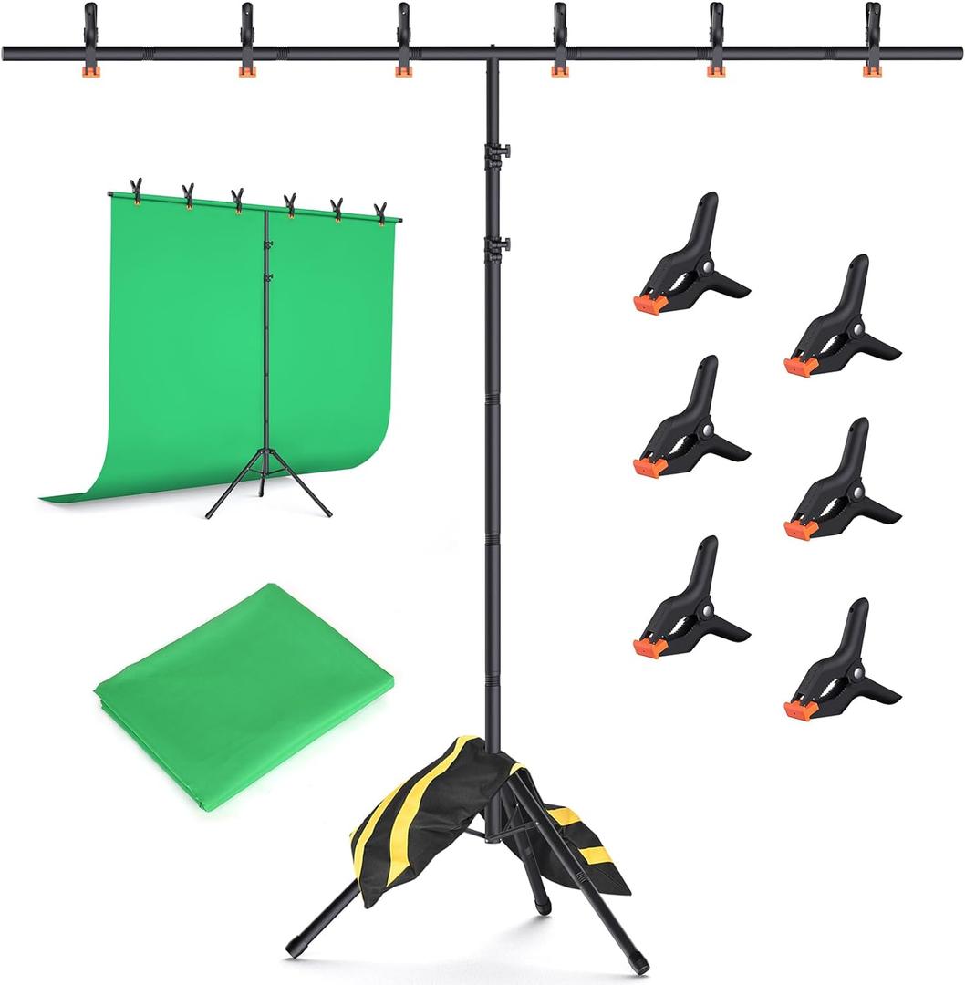 Green Screen Backdrop Kit with Stand, 8x7.2ft Portable GreenScreen Background Stand for Streaming Video and Photography Shoots
