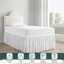 Premium Microfiber College Dorm Room Bed Skirt Twin XL 39" x 80", Extended 36" Drop, Split Corner Dust Ruffle, Wrinkle Resistant Durable Easy Care, White Solid